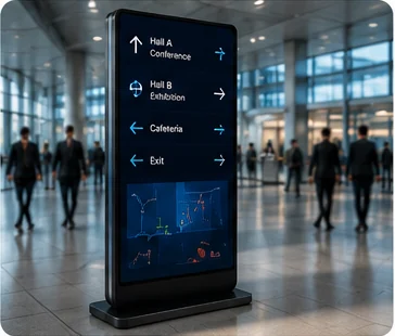 Interactive wayfinding kiosk with floor plan